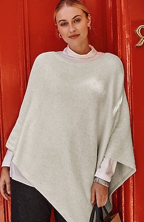Image for Asymmetric Sequin Knit Poncho