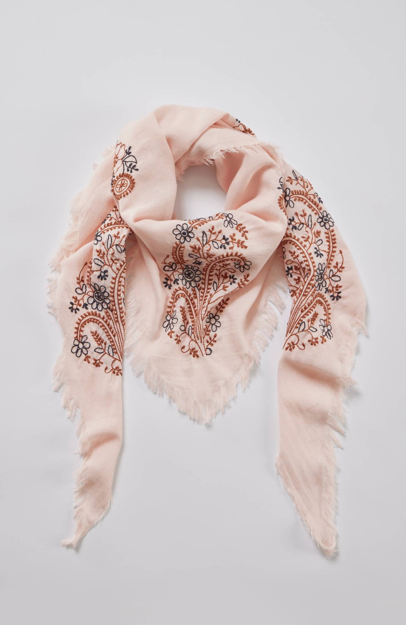 Embroidered Triangle Scarf