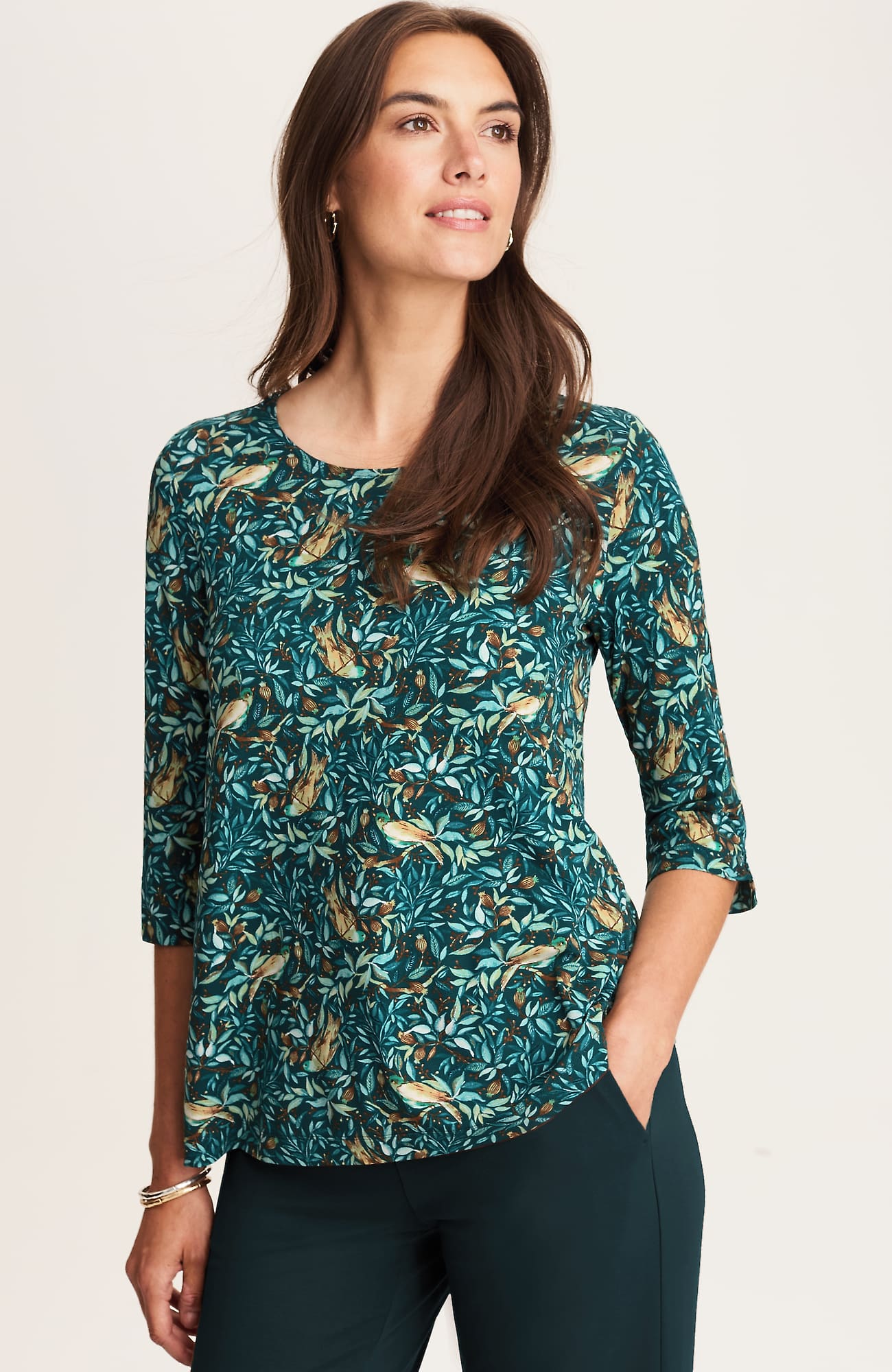 Jjill J.jill Wearever Ballet-sleeve Crew-neck Top In Multi