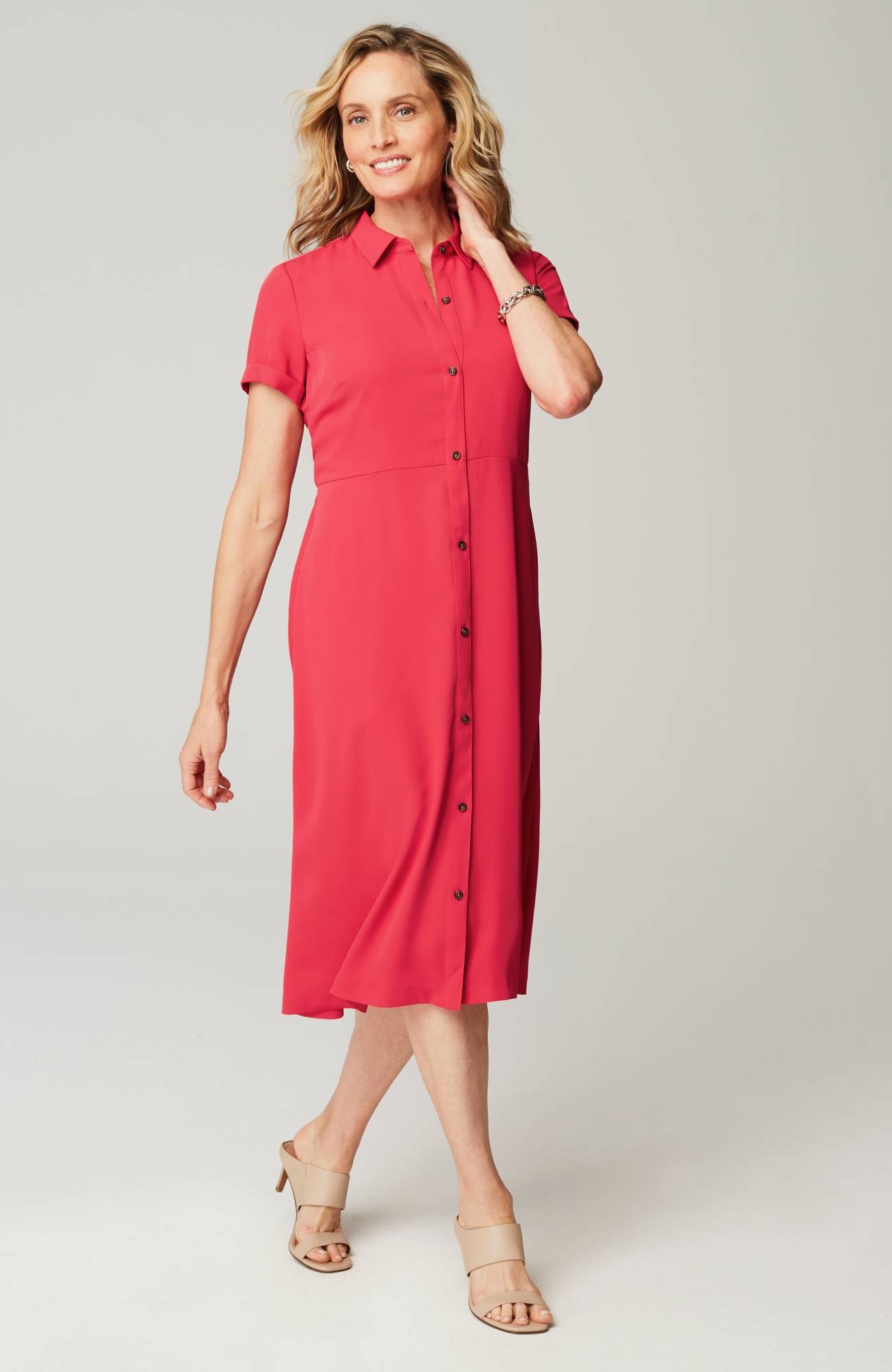 Wearever Button-Front Belted Shirtdress