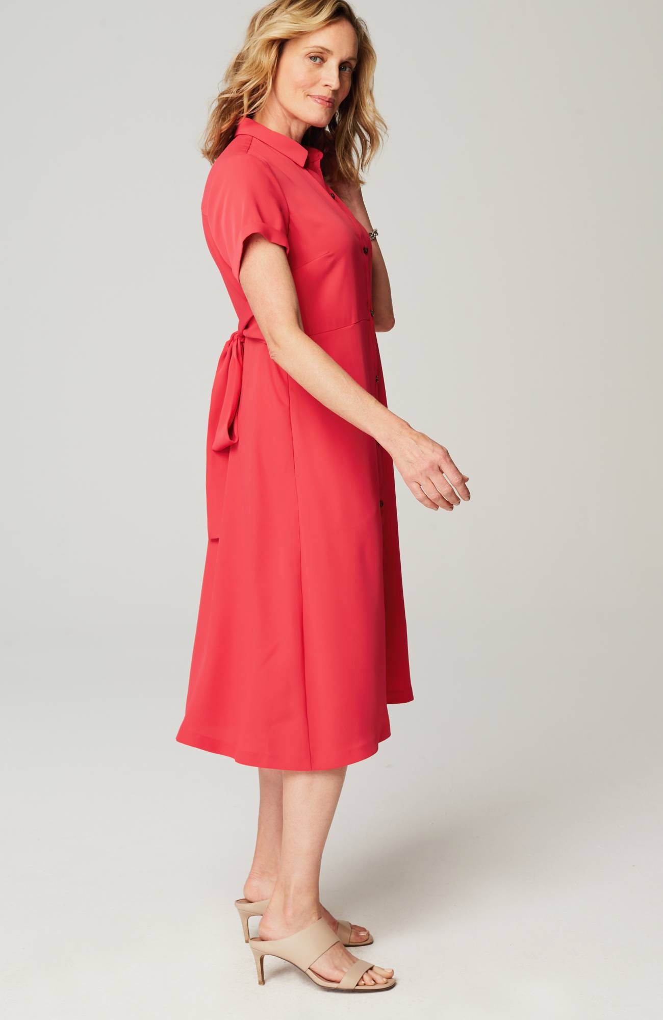 Wearever Button-Front Belted Shirtdress