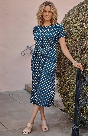 J Jill Womens Blue White Tile Print Sleeveless Maxi Dress, Bottom Slits,  Size S