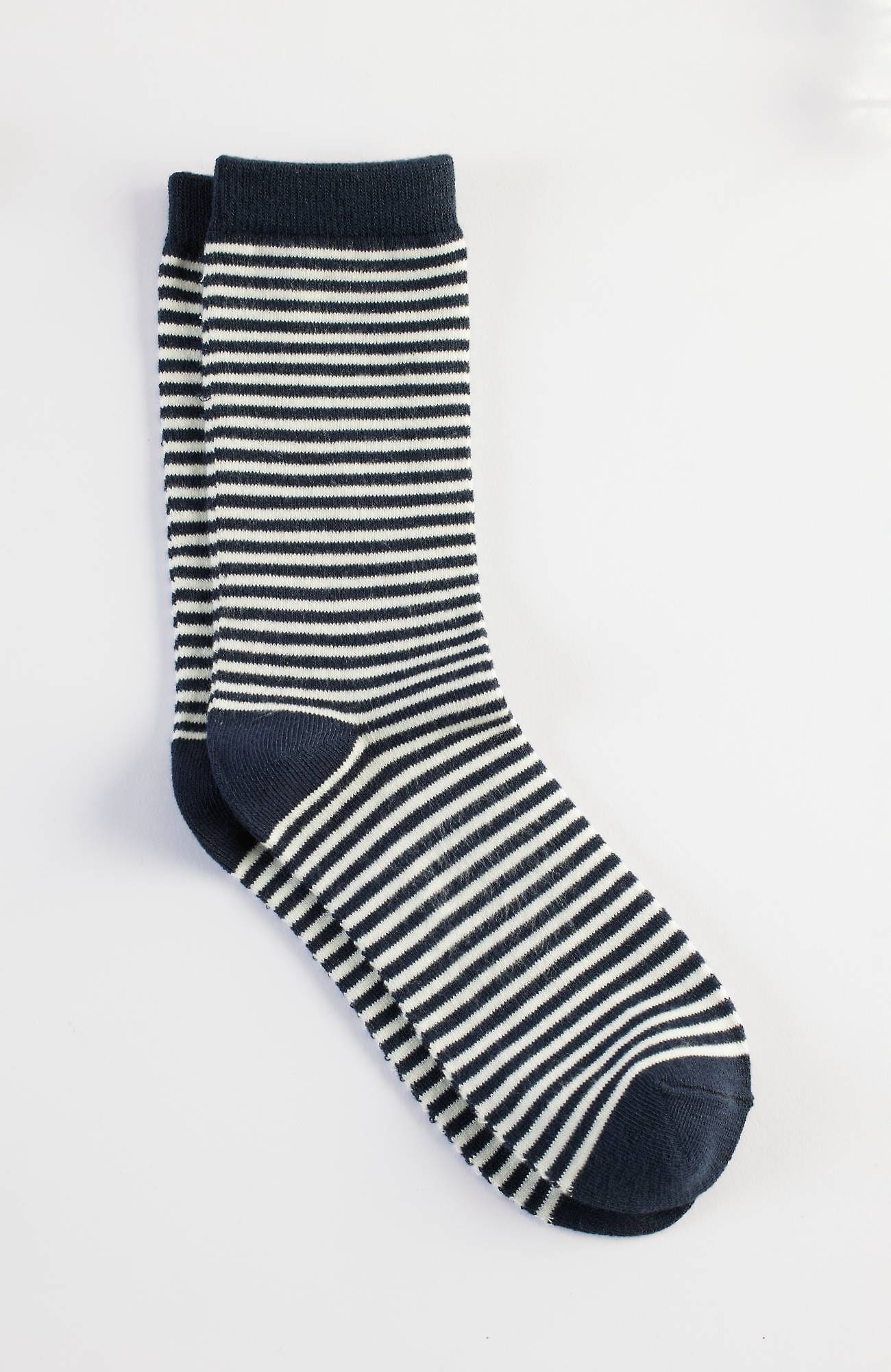 Shop Jjill J.jill Rayon-from-bamboo Striped Crew Socks In Navy Blue,cream