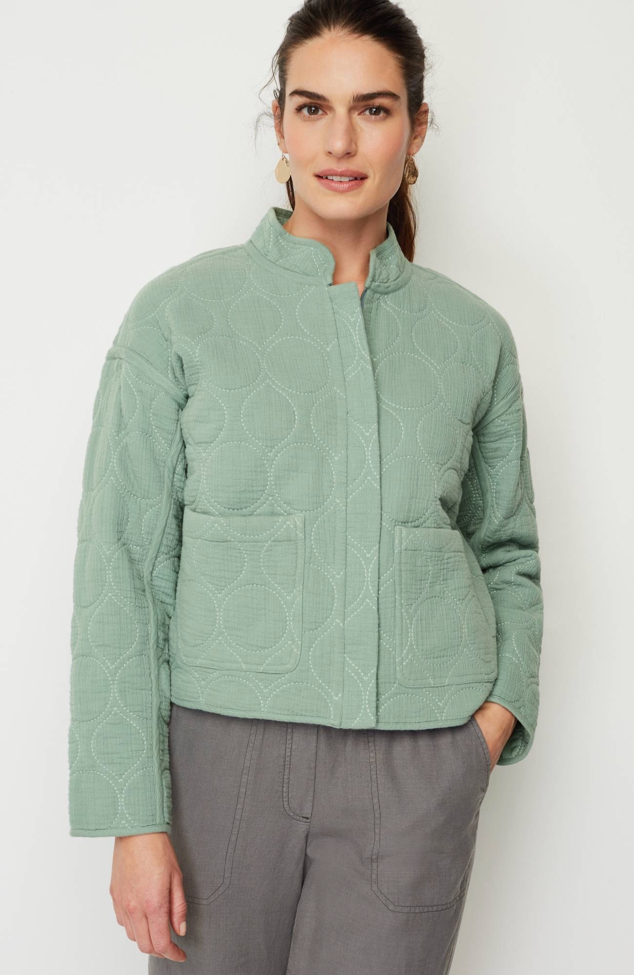 Pure Jill Double-Gauze Quilted Jacket