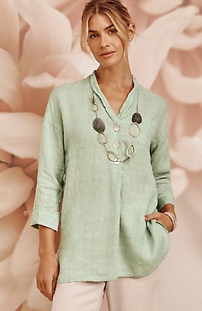 Image for Pure Jill Yarn-Dyed Linen Button-Front Tunic