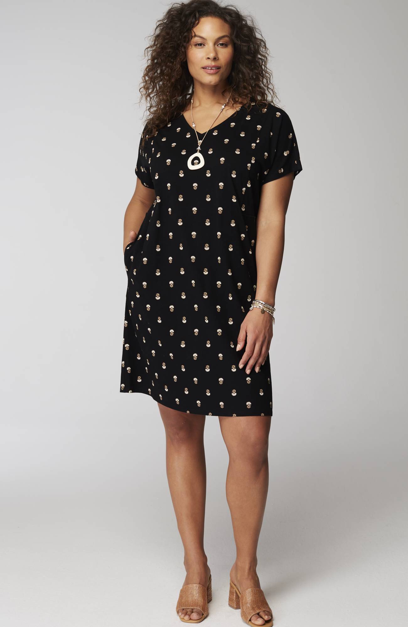 pure jill soft-v-neck t-shirt dress