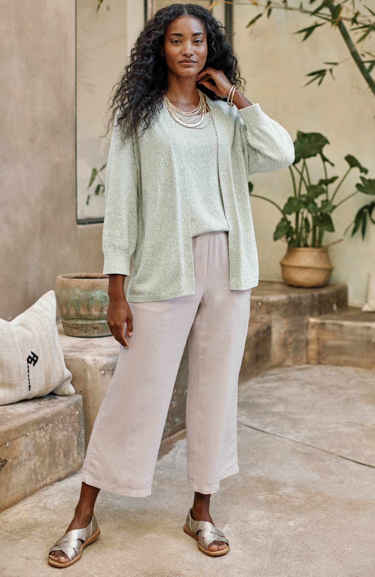 Pure Jill Linen-Blend Wide-Leg Crops