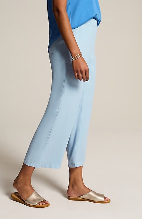 Linen Tencel Wide Leg Crop Pants Pure Jill Linen-Blend Wide-Leg