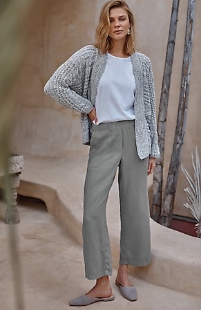 Image for Pure Jill Linen-Blend Wide-Leg Crops