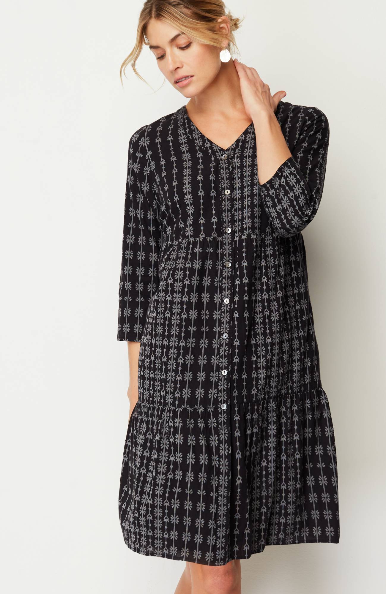 Pure Jill Tiered Button-Front Dress