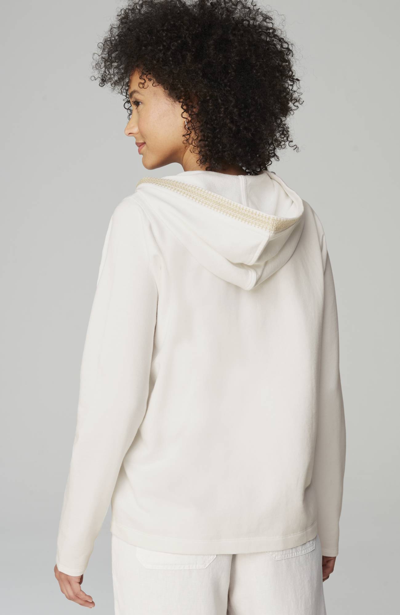 Pure Jill French Terry Embroidered-Hood Pullover
