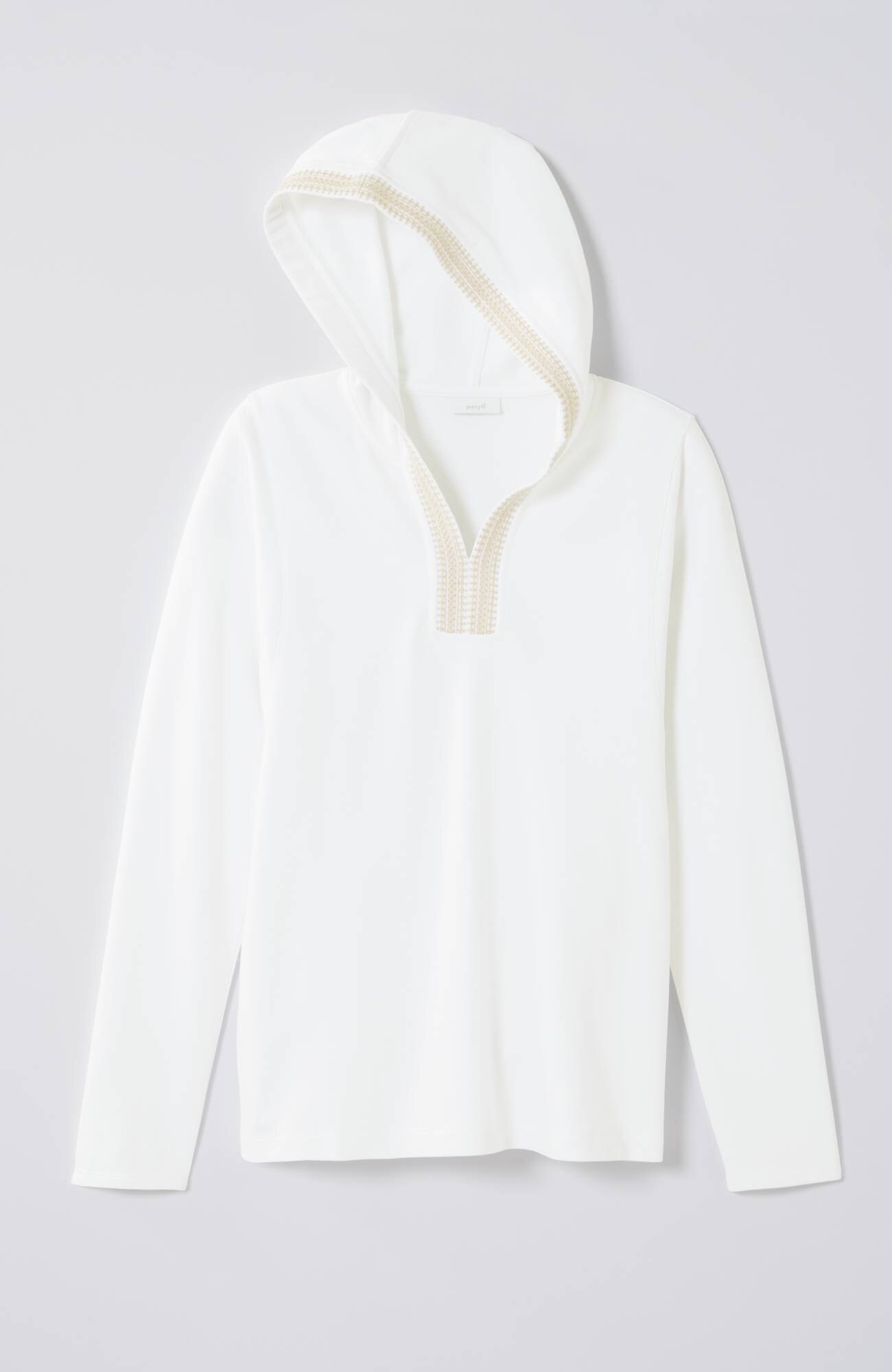 Pure Jill French Terry Embroidered-Hood Pullover