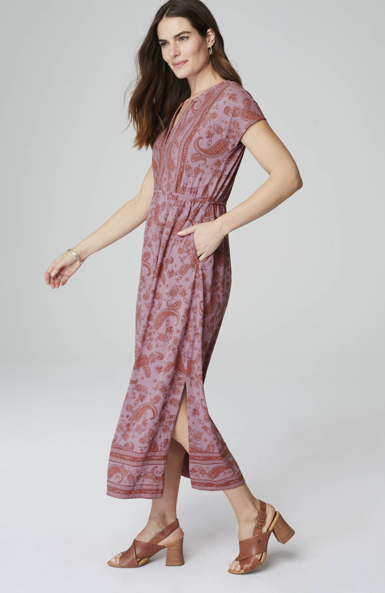 Pure Jill Border-Print Maxi Dress