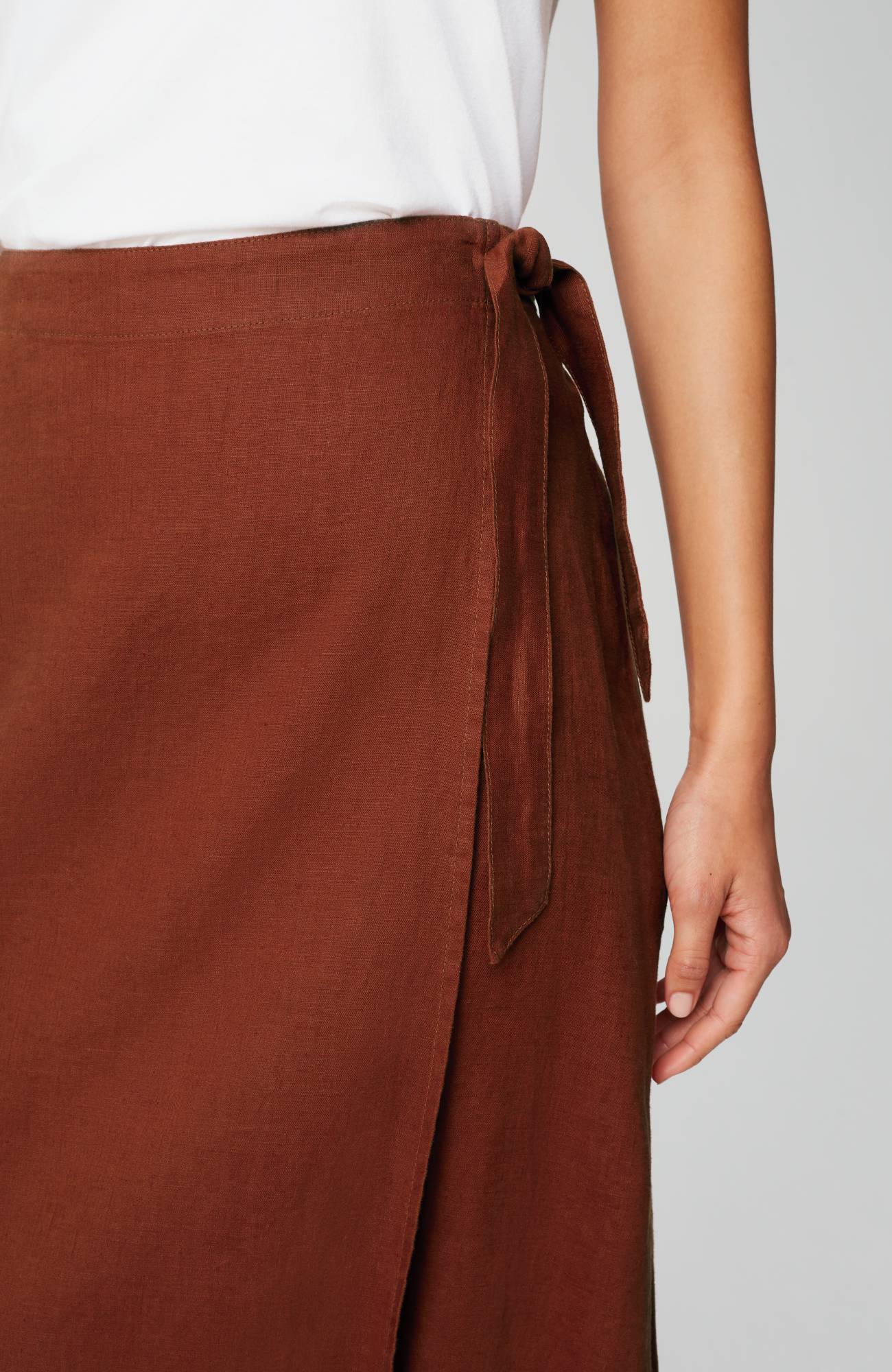 Pure Jill Linen Faux-Wrap Skirt