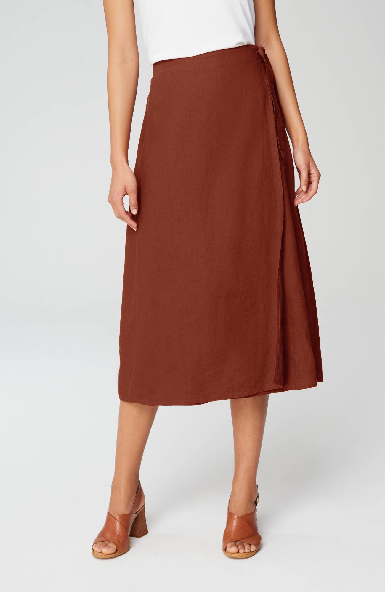 Pure Jill Linen Faux-Wrap Skirt