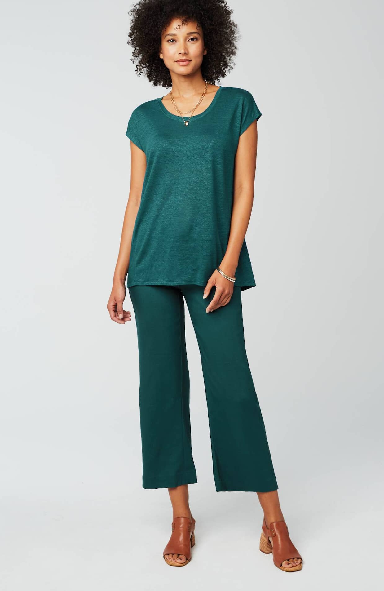 J Jill Pants Crop Wide Leg Bayleaf Green Womens Size Small Elastic Waist