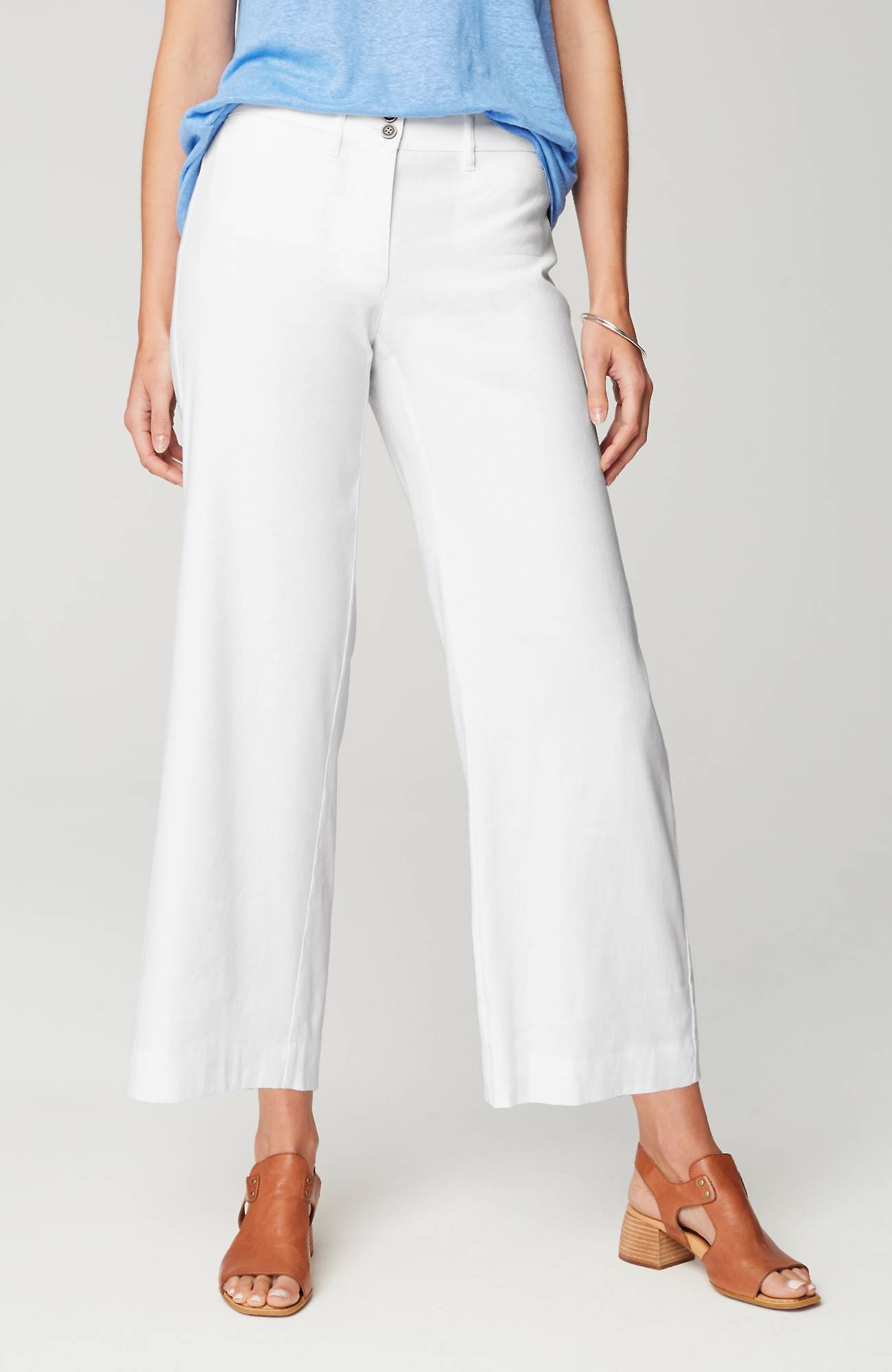 Jjill J.jill Linen-stretch Wide-leg Crops In White