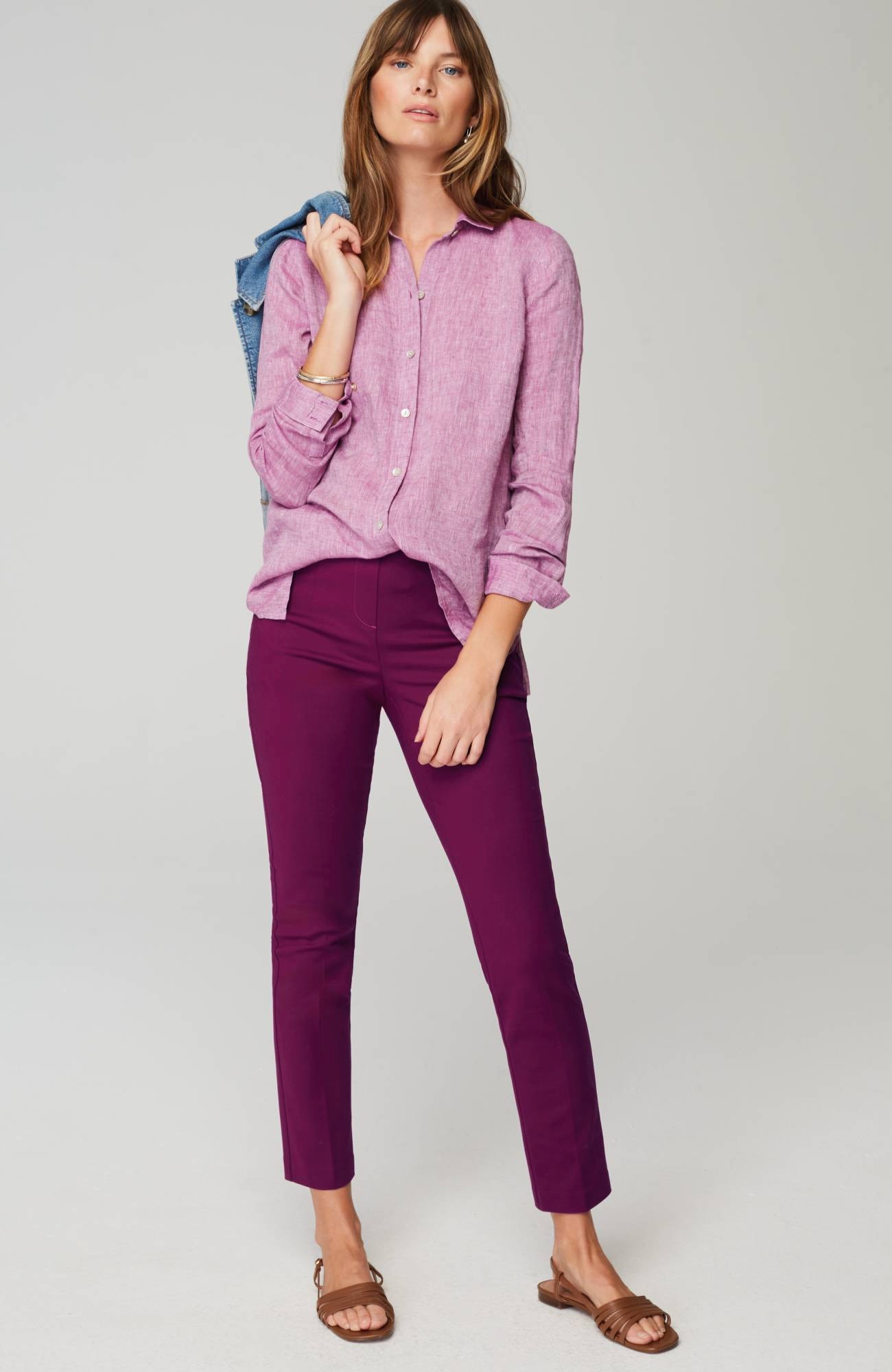 versatile cotton-stretch slim-leg pants