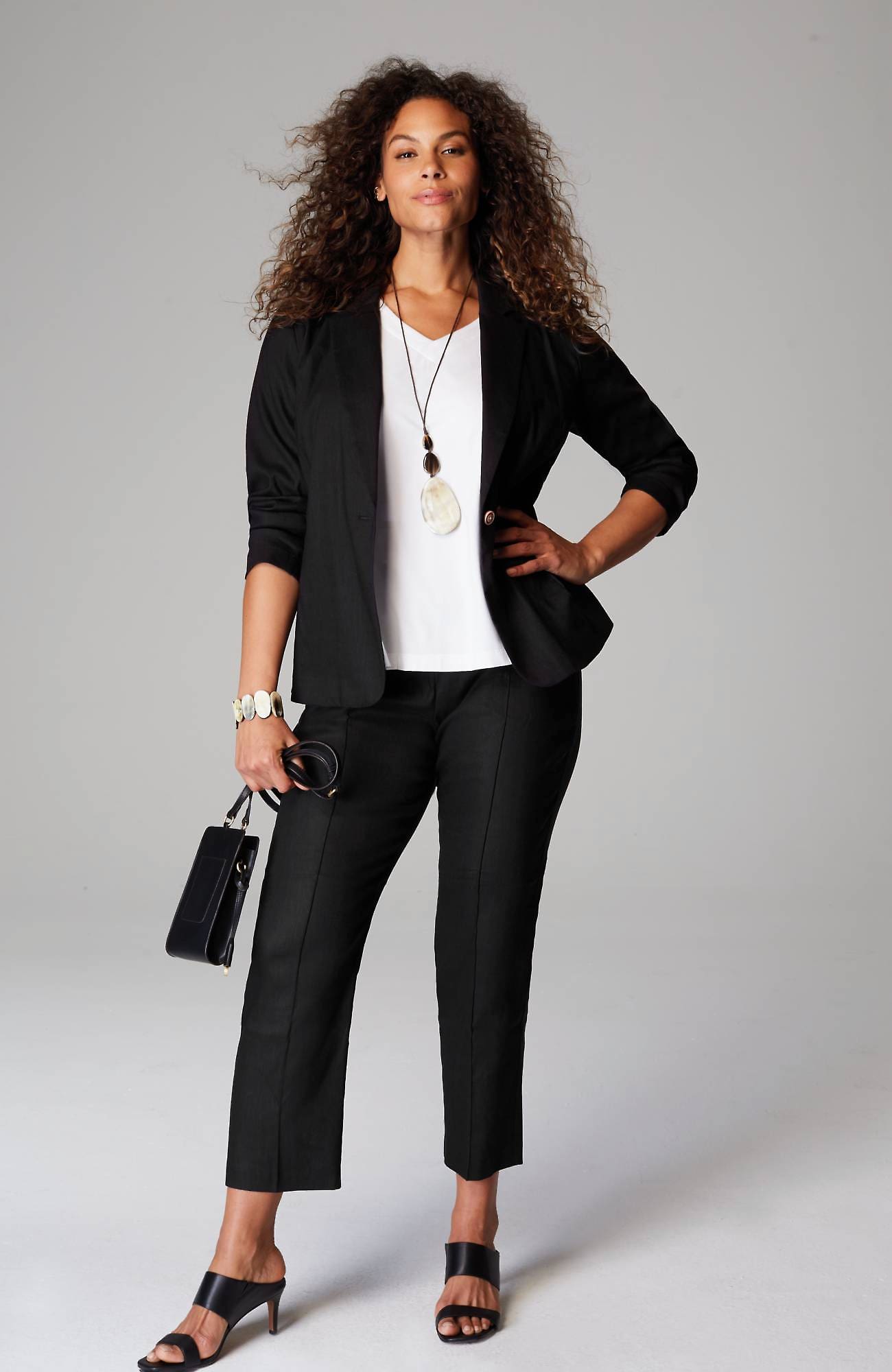 Jjill J.jill Pintucked Linen-stretch Slim-leg Pants In Black