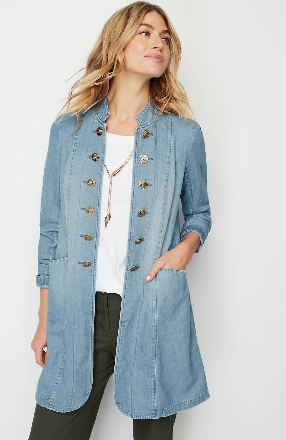 Denim Military Duster