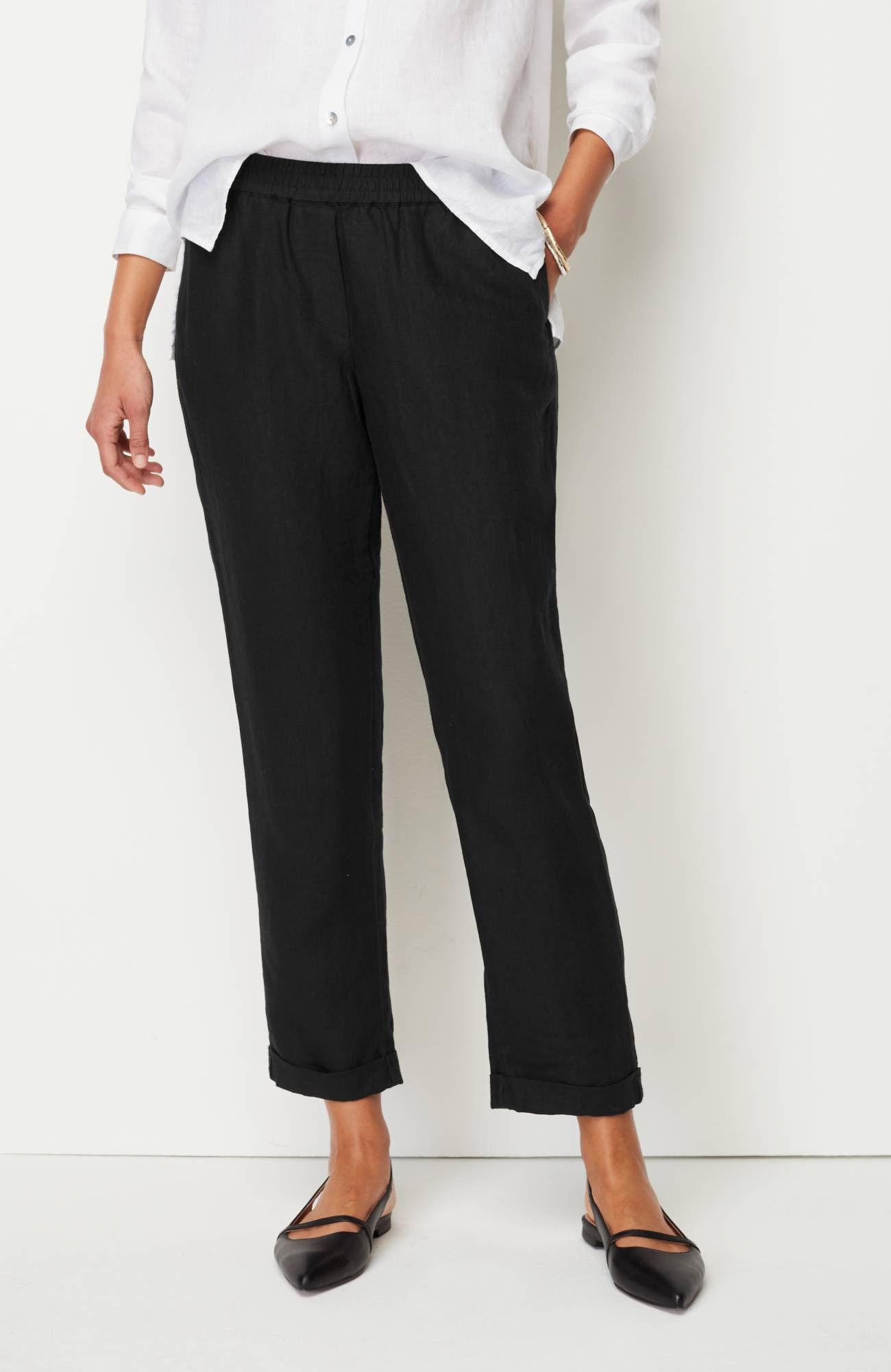 Relaxed Linen Straight-Leg Pants