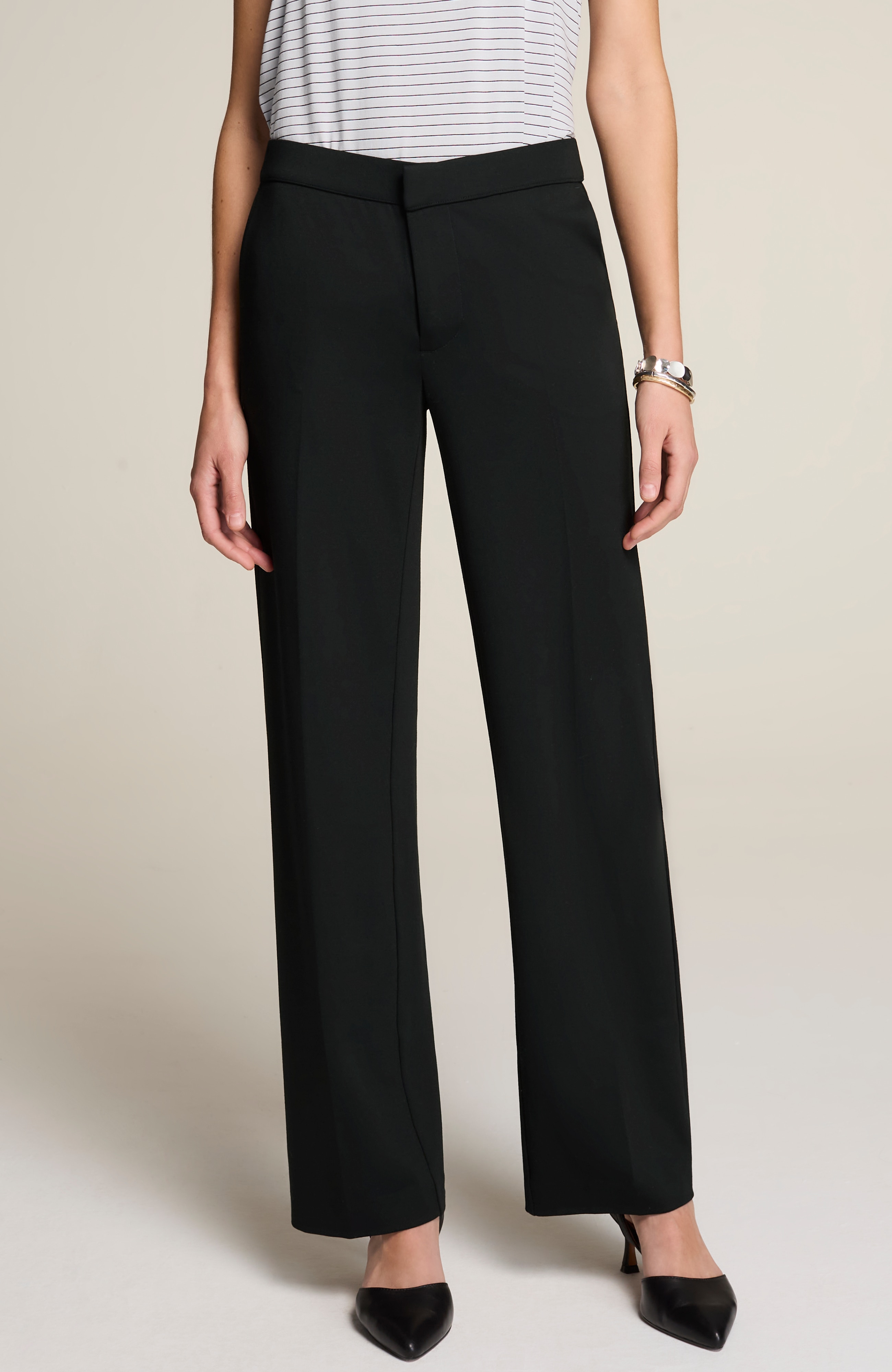 Wearever Polished-Knit Wide-Leg Trousers | JJill
