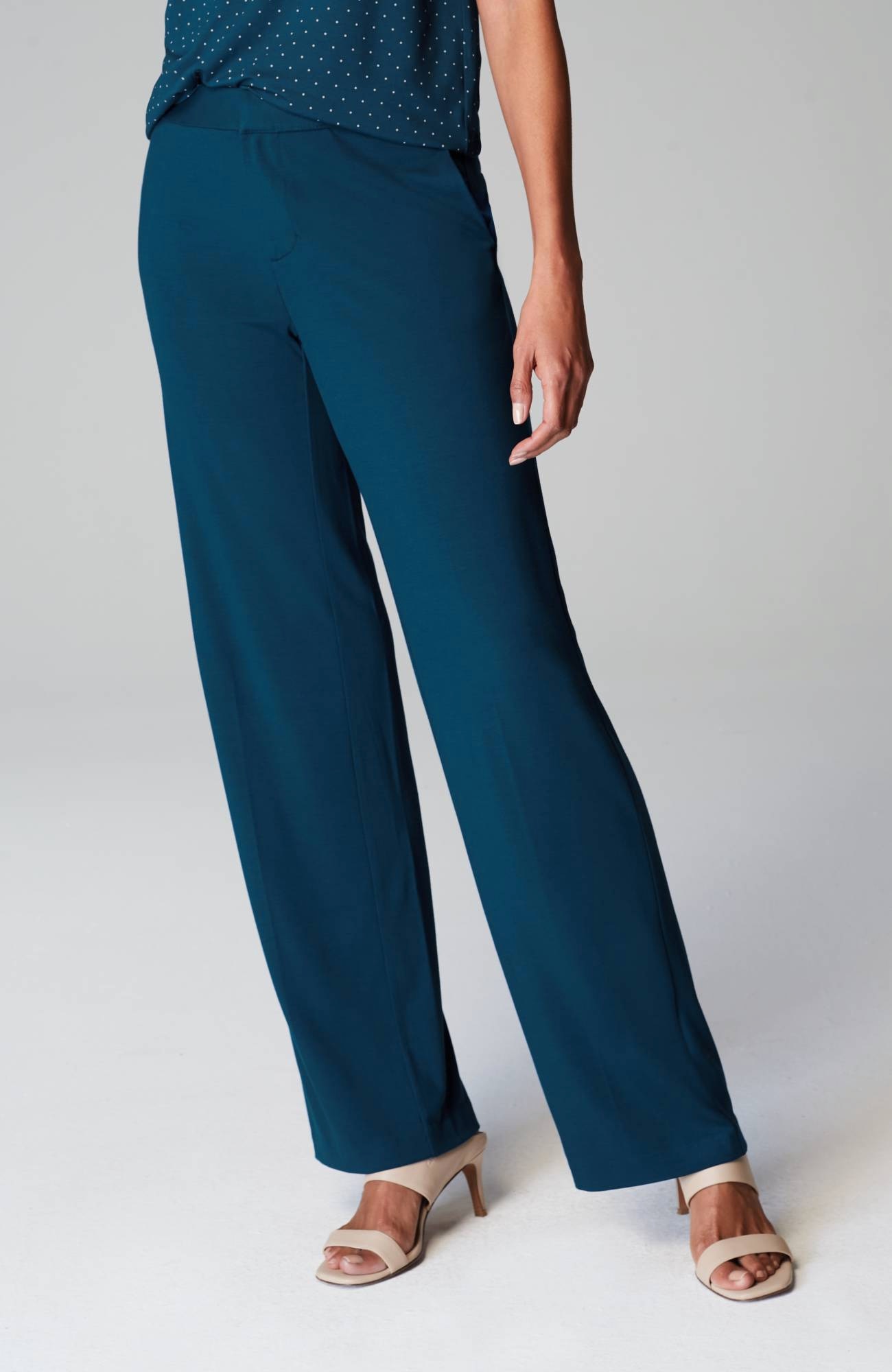 wearever polished-knit wide-leg trousers
