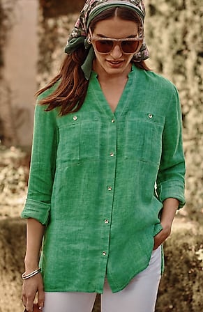 Image for Linen Garment-Dyed Tunic