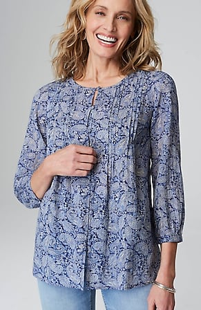 Image for Printed A-Line Pintucked Top