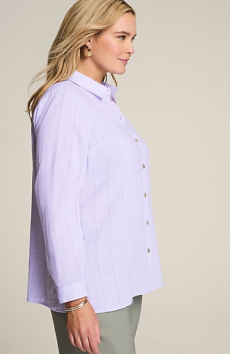 everyday linen button-front shirt