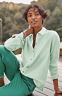 everyday linen button-front shirt