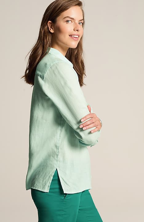 everyday linen button-front shirt