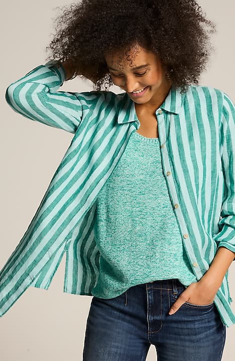 everyday linen button-front shirt