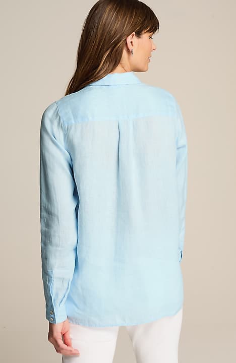 everyday linen button-front shirt