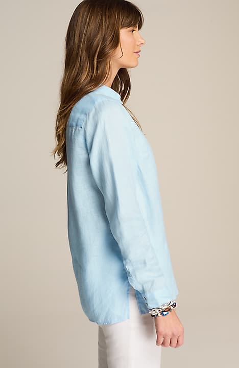 everyday linen button-front shirt