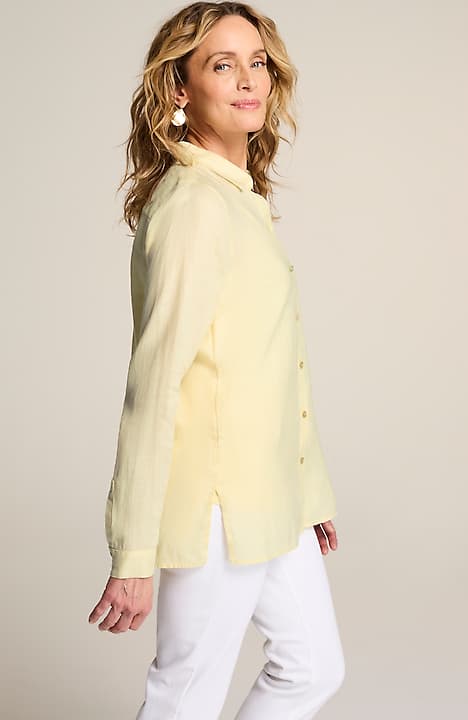 everyday linen button-front shirt