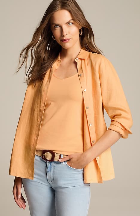 everyday linen button-front shirt