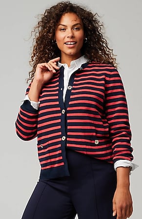 Image for Wearever Button-Front Striped Cardi