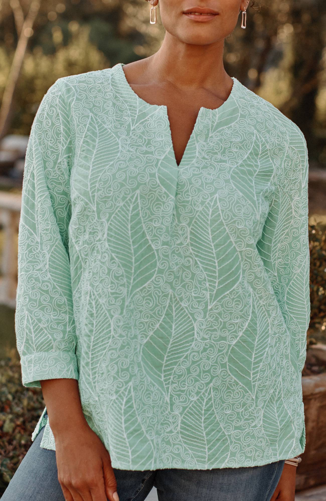 Rope-Embroidery Popover Top