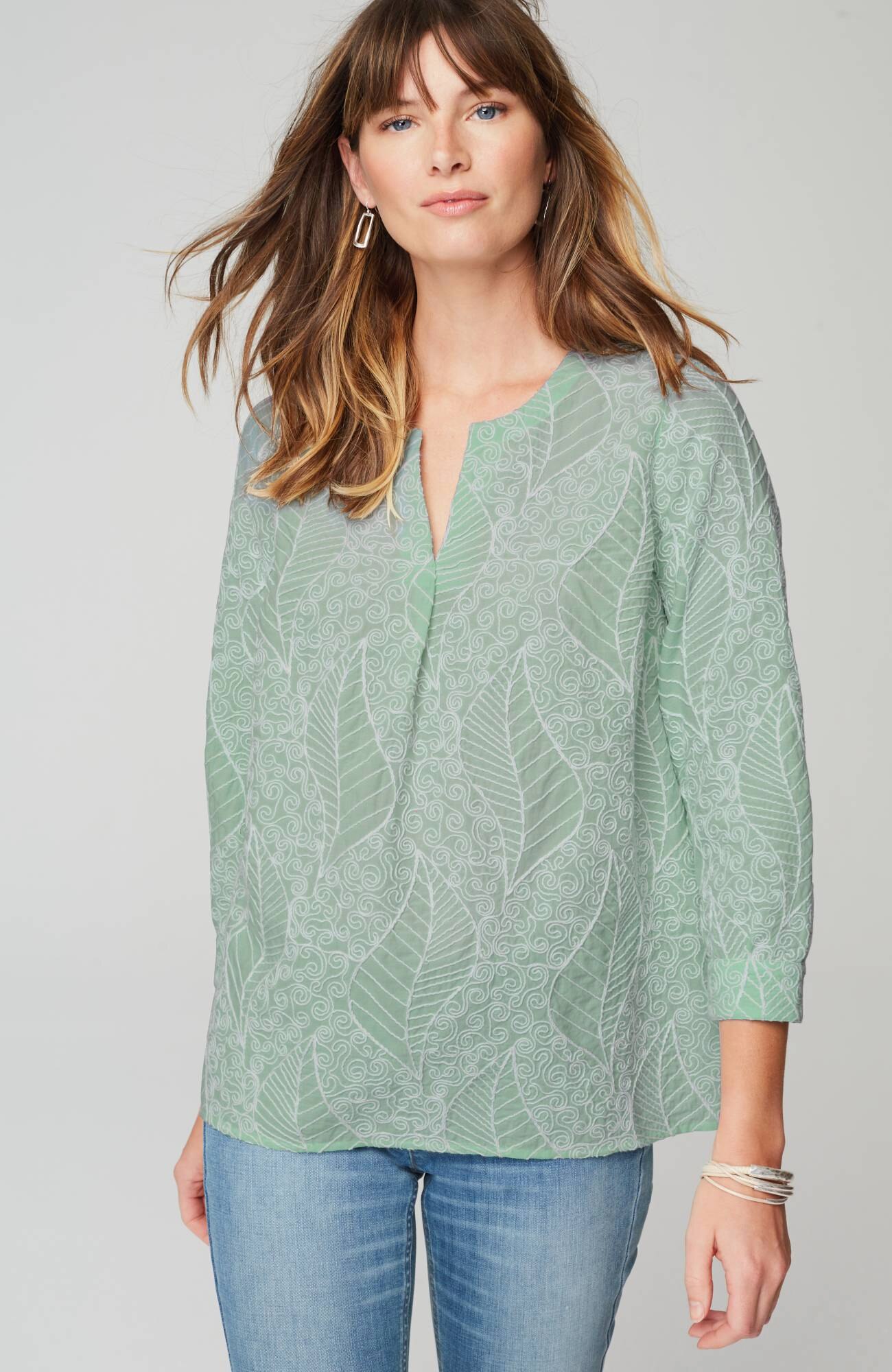 Rope-Embroidery Popover Top