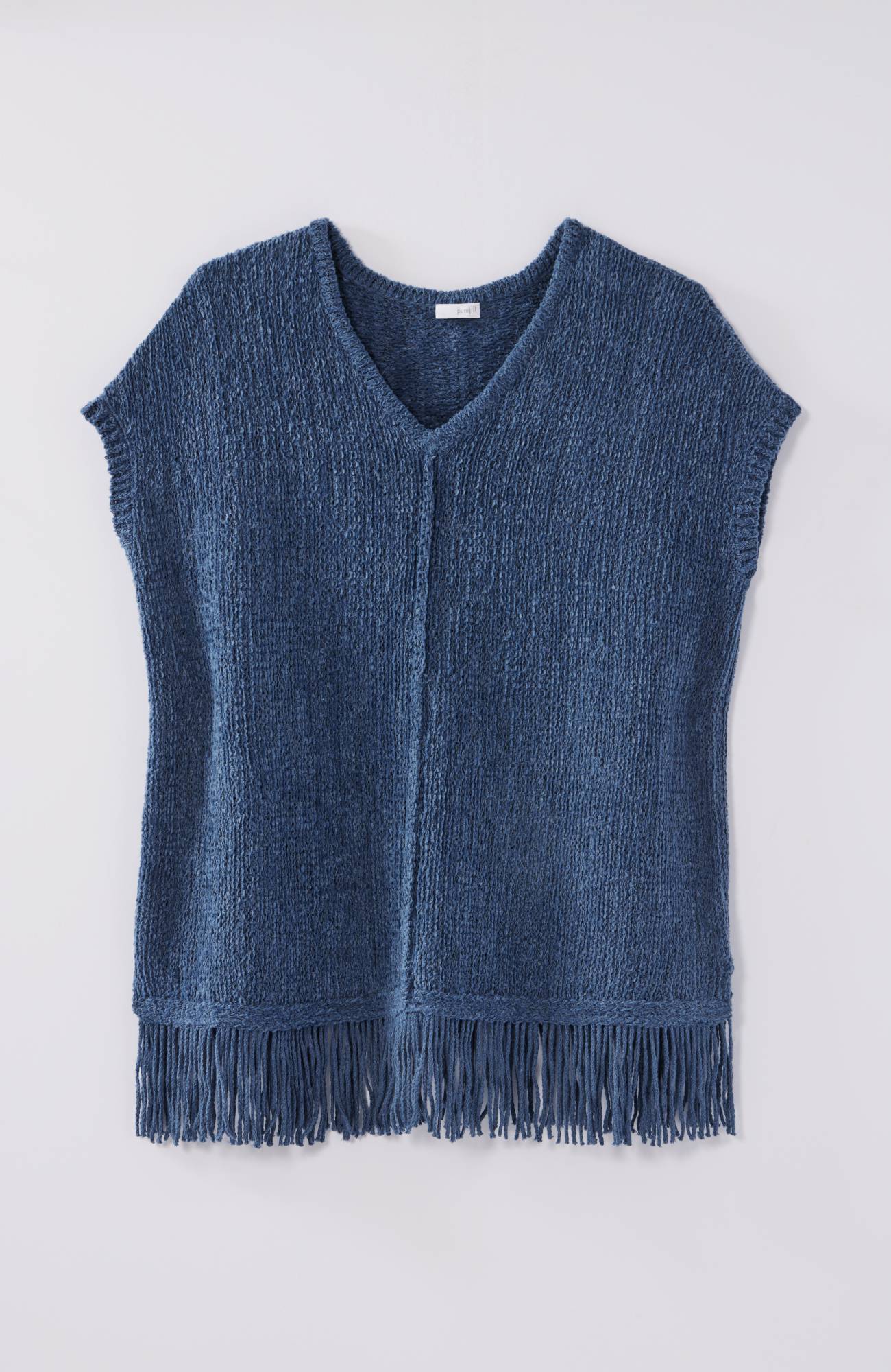 Pure Jill Fringed-Hem V-Neck Sweater