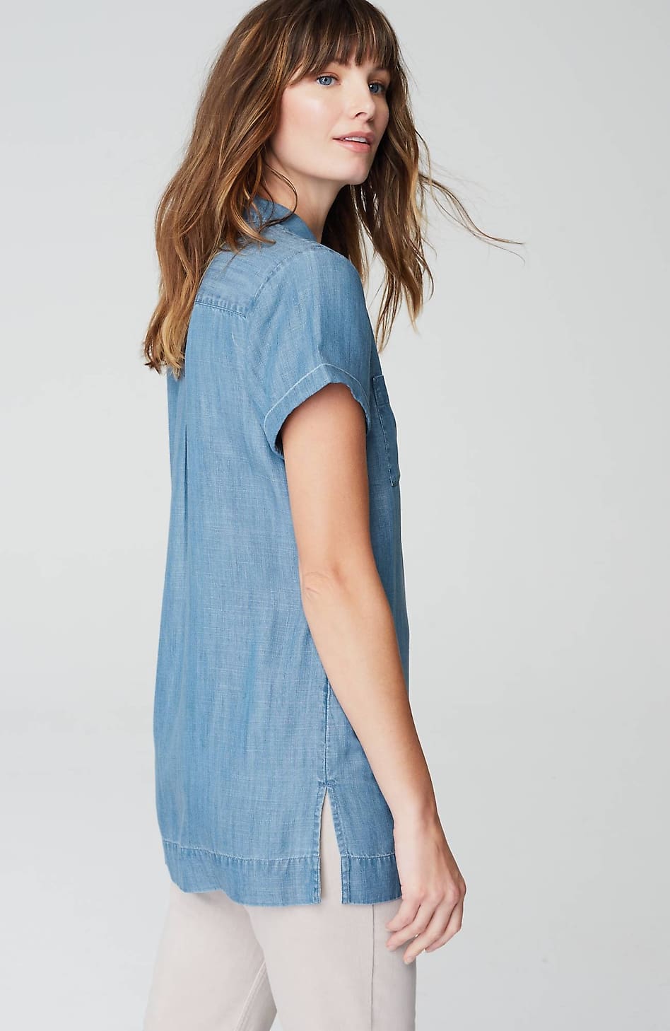 Indigo Button-Front A-Line Tunic