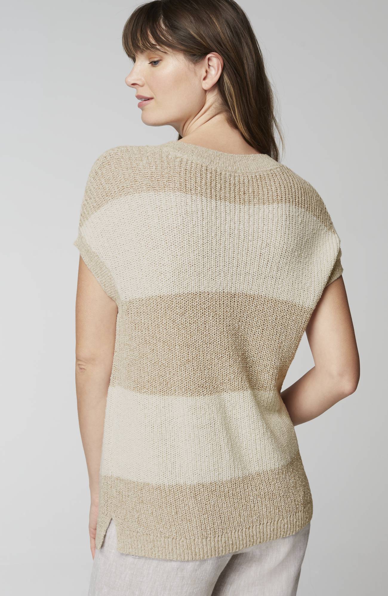 pure jill striped short-sleeve sweater