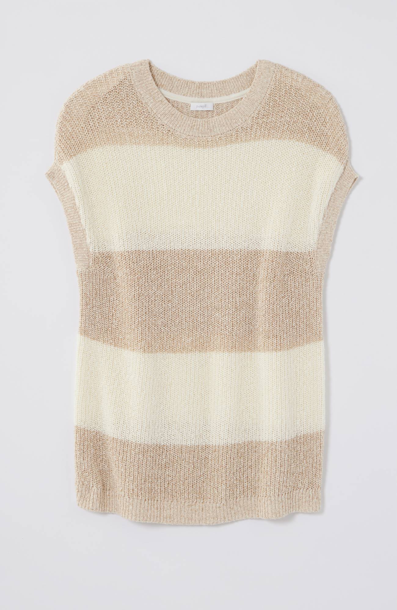 pure jill striped short-sleeve sweater