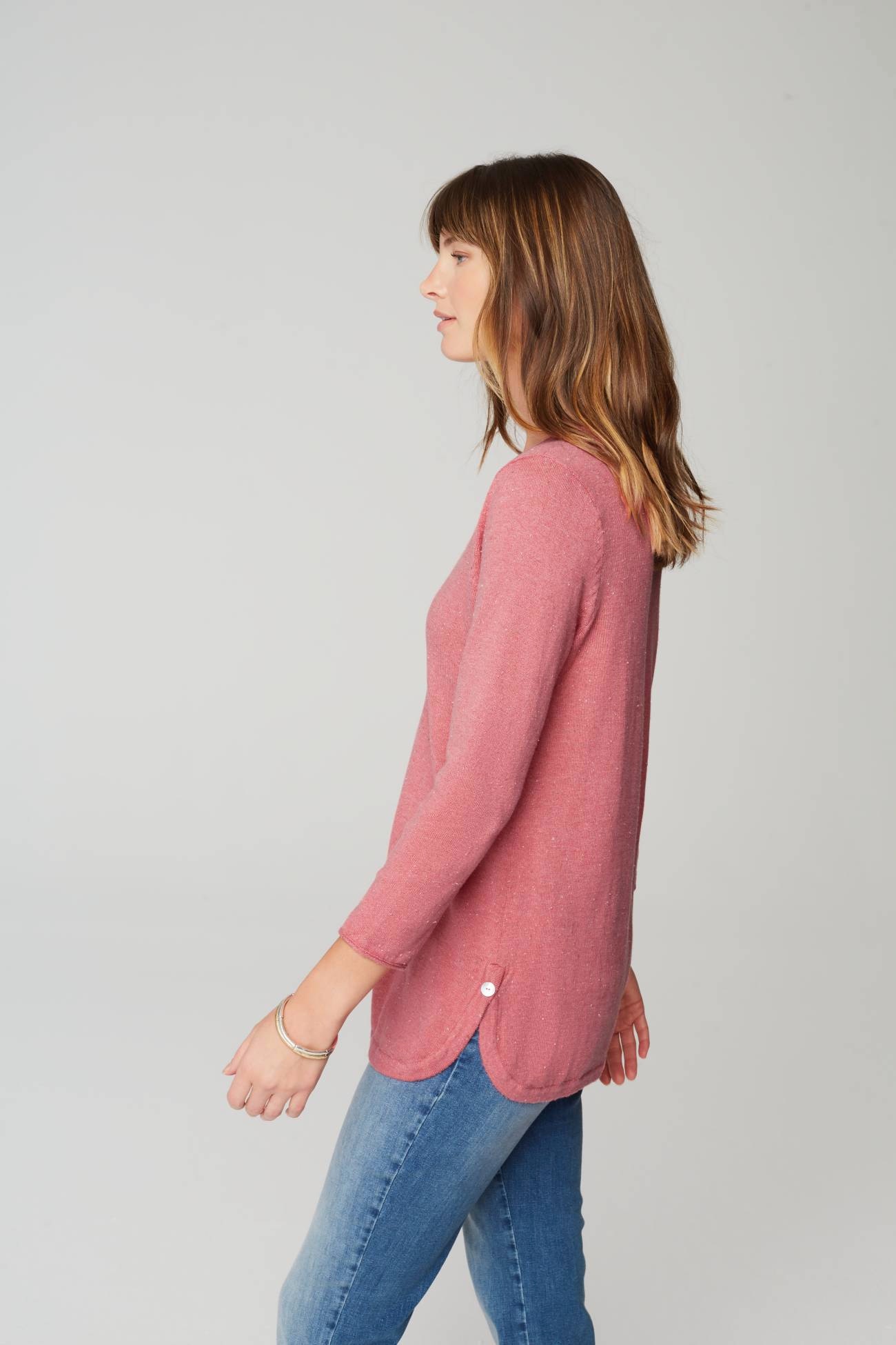 Lightweight Tweed V-Neck Sweater