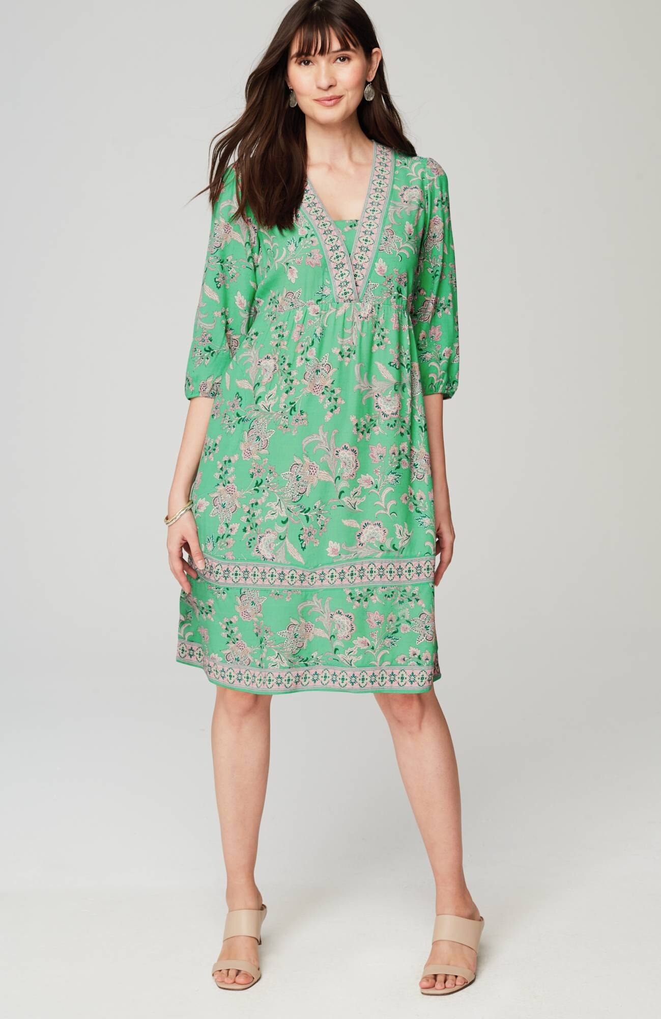 border-printed flounced-hem dress