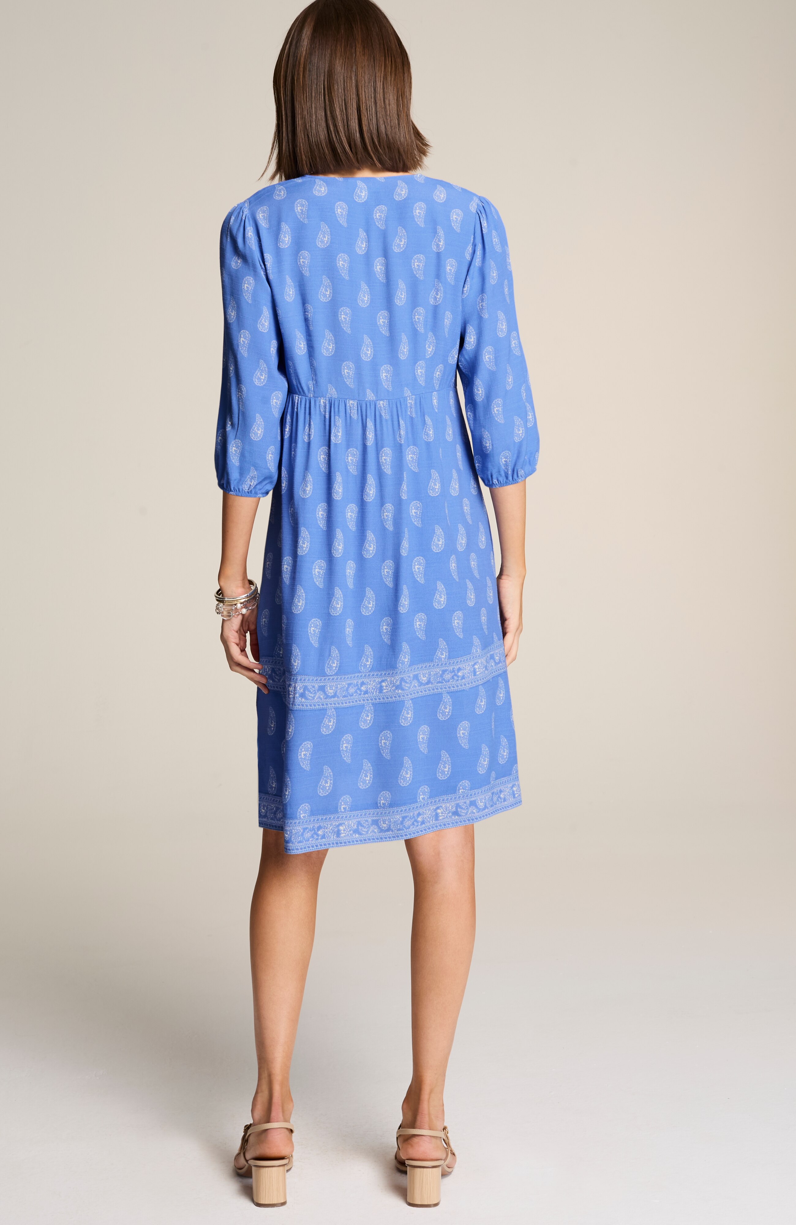 border-printed flounced-hem dress