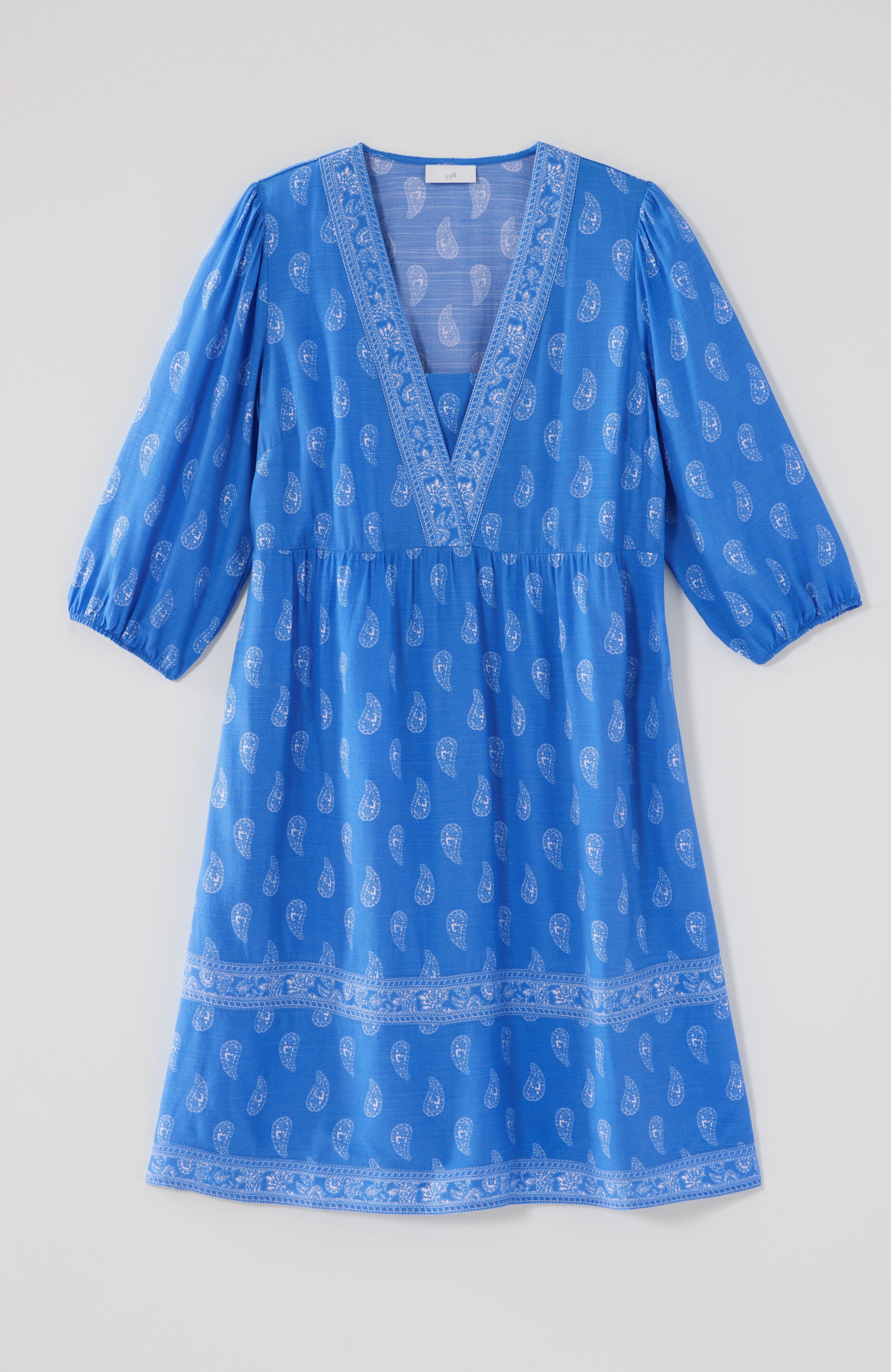 border-printed flounced-hem dress