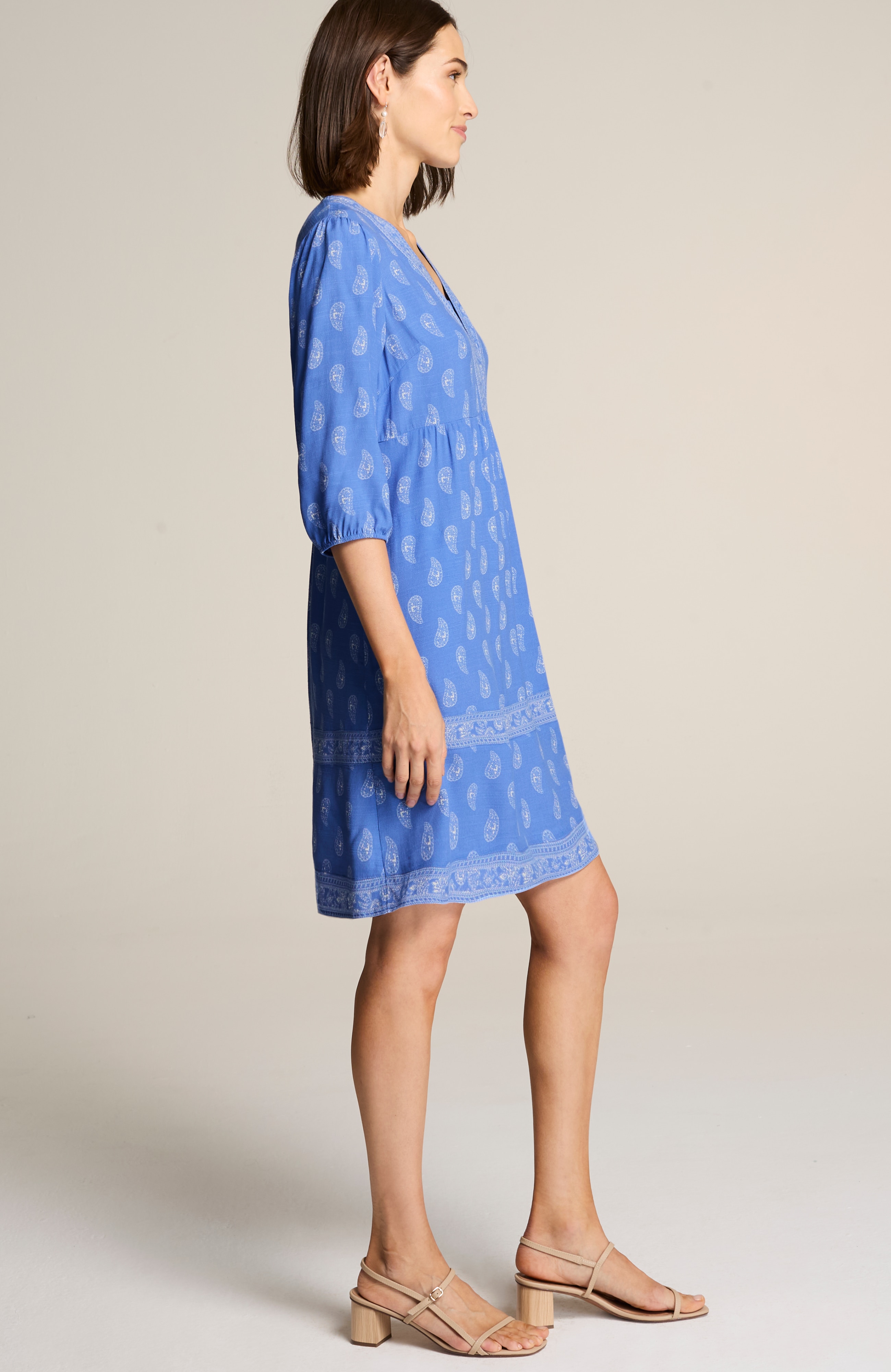 border-printed flounced-hem dress