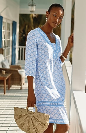 Image for Border-Printed Flounced-Hem Dress